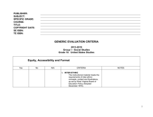 GENERIC EVALUATION CRITERIA