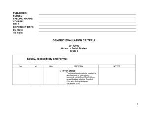 GENERIC EVALUATION CRITERIA