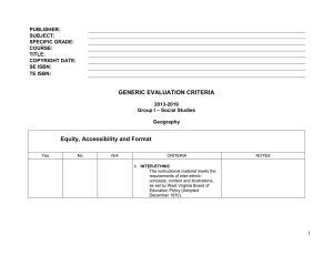 GENERIC EVALUATION CRITERIA