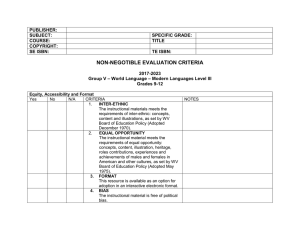 NON-NEGOTIBLE EVALUATION CRITERIA