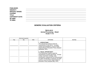 GENERIC EVALUATION CRITERIA 2