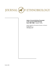 Index of Journal Articles Presented in the Journal of Ethnobiology from 1981-1999.