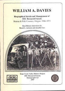 WILLIAM A. DAVI: S ' OSU Research Forests Biographical Sketch and Management o1