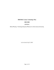 BROOKE County Technology Plan 2003-2004