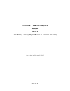 HAMPSHIRE County Technology Plan 2004-2007