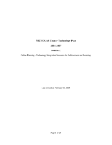 NICHOLAS County Technology Plan 2004-2007