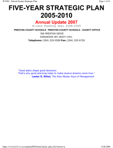 FIVE-YEAR STRATEGIC PLAN 2005-2010 Annual Update 2007 E-rate Funding Year 2008-2009