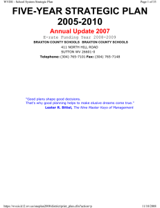 FIVE-YEAR STRATEGIC PLAN 2005-2010 Annual Update 2007 E-rate Funding Year 2008-2009