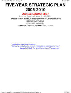 FIVE-YEAR STRATEGIC PLAN 2005-2010 Annual Update 2007 E-rate Funding Year 2008-2009