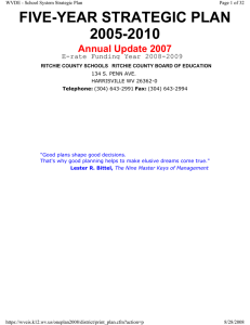FIVE-YEAR STRATEGIC PLAN 2005-2010 Annual Update 2007 E-rate Funding Year 2008-2009