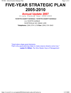 FIVE-YEAR STRATEGIC PLAN 2005-2010 Annual Update 2007 E-rate Funding Year 2008-2009