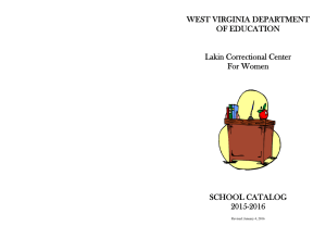 WEST VIRGINIA DEPARTMENT OF EDUCATION  Lakin Correctional Center