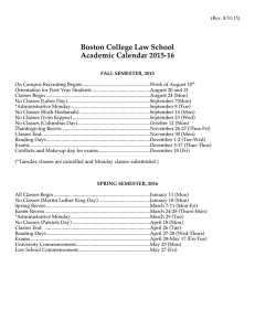 Boston College Law School Academic Calendar 2015-16