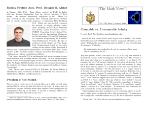 The Math News Faculty Profile: Asst. Prof. Douglas S. Altner †