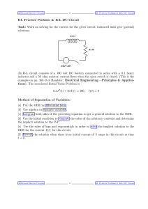 III. Practice Problem 2: R-L DC Circuit Task: