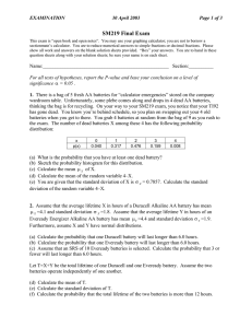 SM219 Final Exam EXAMINATION 30 April 2003 Page 1 of 3