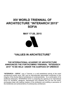 XIV WORLD TRIENNIAL OF ARCHITECTURE “INTERARCH`2015” SOFIA