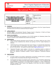 Operational Procedures West Virginia Department of Education Office of Institutional Education Programs