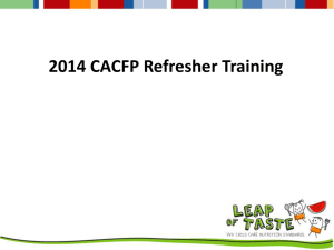2014 CACFP Refresher Training