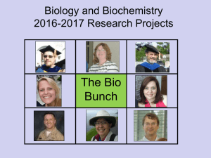 The Bio Bunch Biology and Biochemistry 2016-2017 Research Projects