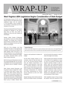 WRAP-UP West Virginia’s 80th Legislature Begins Consideration of State Budget