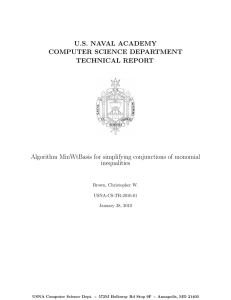 U.S. NAVAL ACADEMY COMPUTER SCIENCE DEPARTMENT TECHNICAL REPORT