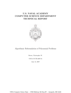 U.S. NAVAL ACADEMY COMPUTER SCIENCE DEPARTMENT TECHNICAL REPORT Algorithmic Reformulation of Polynomial Problems
