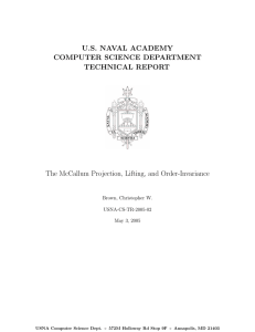 U.S. NAVAL ACADEMY COMPUTER SCIENCE DEPARTMENT TECHNICAL REPORT