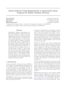 Feature Selection Using Regularization in Approximate Linear