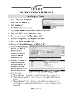 GRADEBOOK QUICK REFERENCE Adding an Event