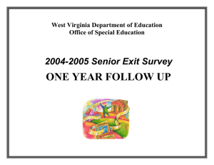 ONE YEAR FOLLOW UP  2004-2005 Senior Exit Survey