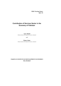 Contribution of Services Sector in the Economy of Pakistan  PIDE Working Papers