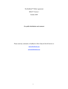 The BioBrick™ Public Agreement DRAFT Version 1 October 2009