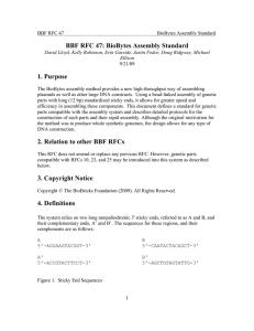 BBF RFC 47: BioBytes Assembly Standard 1. Purpose