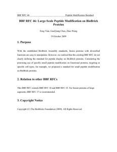 BBF RFC 46: Large-Scale Peptide Modification on BioBrick Proteins  1. Purpose