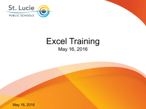 Excel Training May 16, 2016
