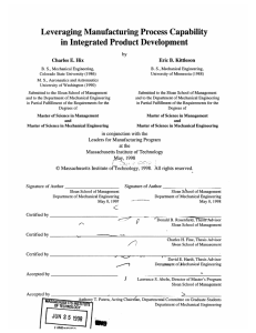 Leveraging  Manufacturing Process  Capability in Integrated Product Development