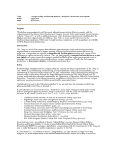 Title: Campus Safety and Security Policies—Required Disclosures and Reports Code: