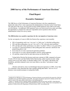 2008 Survey of the Performance of American Elections  Final Report Executive Summary