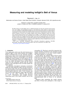 Measuring and modeling twilight’s Belt of Venus Raymond L. Lee, Jr.