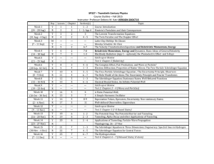 SP327 – Twentieth Century Physics Course Outline – Fall 2015 VERSION 20OCT15