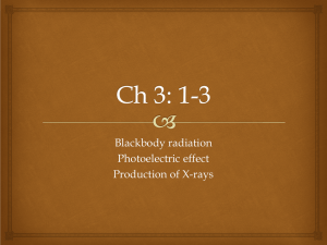 Blackbody radiation Photoelectric effect Production of X-rays
