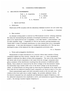 VII. COMMUNICATIONS  RESEARCH A. MULTIPATH  TRANSMISSION