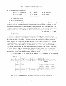 VIII. COMMUNICATION  RESEARCH A. MULTIPATH  TRANSMISSION