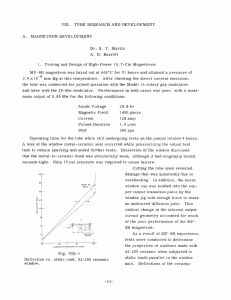 VIII. TUBE  RESEARCH  AND  DEVELOPMENT A. MAGNETRON  DEVELOPMENT