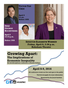 Growing Apart: The Implications of Economic Inequality April 8-9, 2016