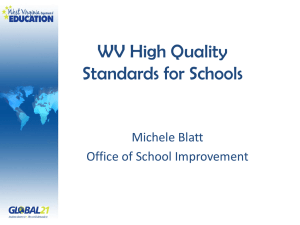 WV High Quality Standards for Schools Michele Blatt Office of School Improvement