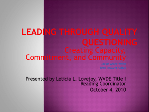 Creating Capacity, Commitment, and Community Reading Coordinator