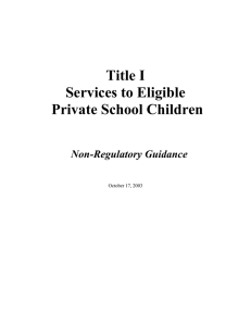 Title I Services to Eligible Private School Children