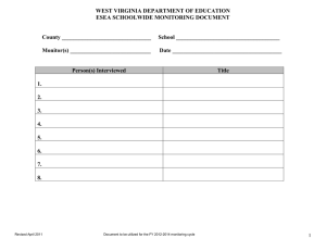 WEST VIRGINIA DEPARTMENT OF EDUCATION ESEA SCHOOLWIDE MONITORING DOCUMENT